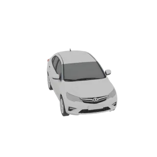 نموذج ثلاثي الأبعاد لسيارة SsangYong Actyon سيدان بيضاء من الجيل الثاني (2011)، منظر أمامي علوي