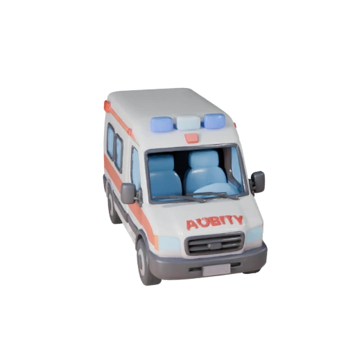 Modèle 3D d'ambulance dessin animé pour jeux stylisés, actif PBR (Legacy)