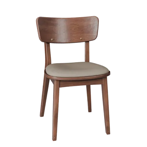 Scandinavian Dining Chair 3D model, dining room, three-quarter front view, Unity viewport, wood detail.