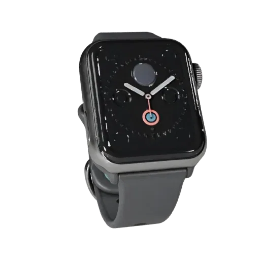 Fitness Smartwatch 3D model, three-quarter front view, Unity viewport, showing silicone, wearable fit.