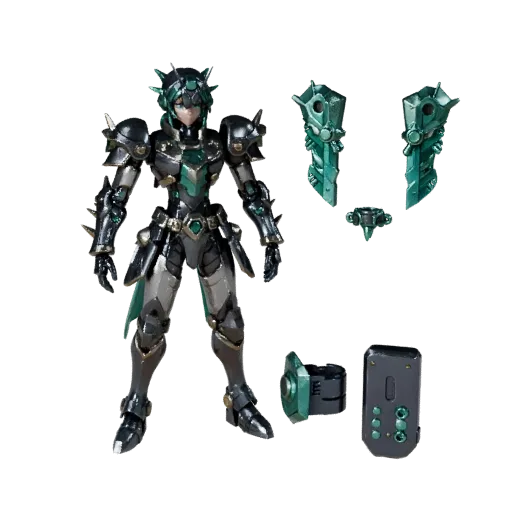 Personagem 3D Estudante com Armadura de Anime, vista do viewport do motor, ativo low-poly com pose em pé; Modelo de Personage