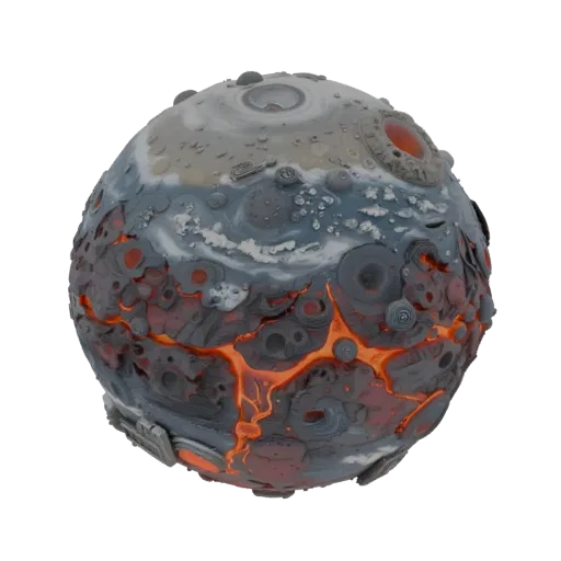 Lava Planet print ready 3D model, turntable hero render, showing world proportion and finish under studio key light.