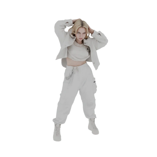 Stylish Woman in Cargo Pants 3D Model