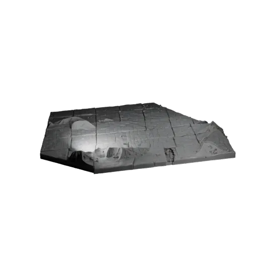 Badlands Ridge Tile Modular 3D model, isometric modular kit view, showing layered soil, dune ridges.