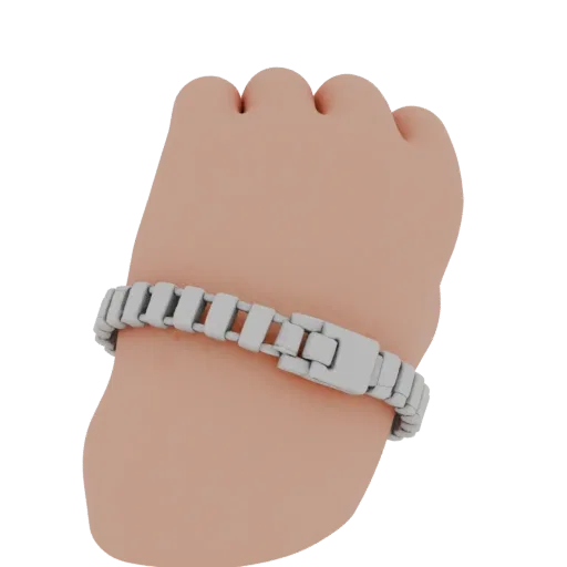 Tennis Bracelet product viz 3D model, top-down studio render, with clean topology and PBR shading on the bracelet.