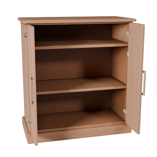 Shaker Cabinet Product Viz 3D model, dining room, three-quarter studio product render, painted wood detail.