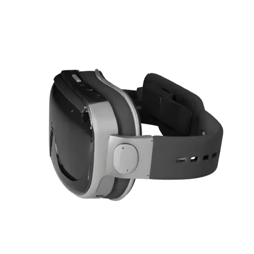 Fitness Smart Glasses Stylized 3D model, stylized isometric render, showing silicone, wearable fit.