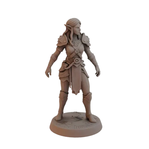 Elf Ranger presupported tabletop miniature, three-quarter display angle, hero collectible view