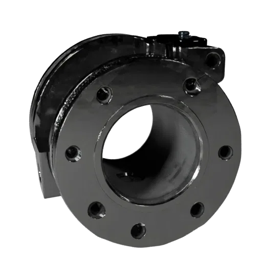 Sealed Pipe Flange Product Viz 3D model, three-quarter studio product render, showing machined metal, form detail.