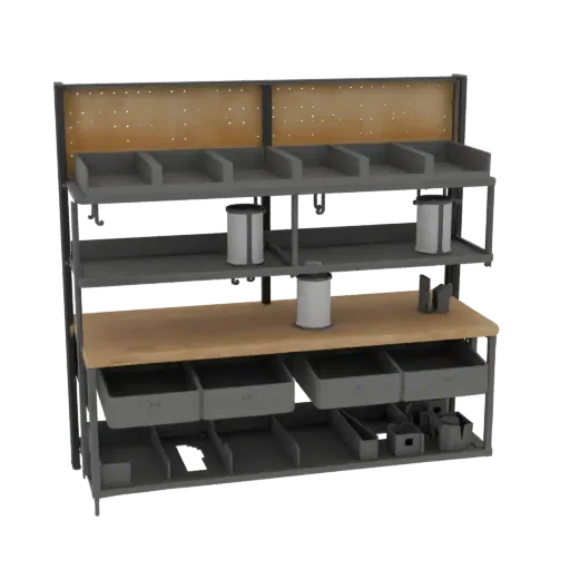 Mechanic Parts Rack Printable 3D model, isometric STL render, showing steel frames, stable fixtures.