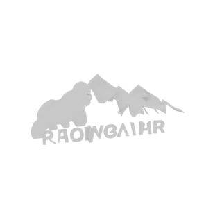 Rendu 3D d'une chaîne de montagnes stylisée avec le texte 'RAOINGAIR' intégré dans le paysage, présenté dans un style monochr