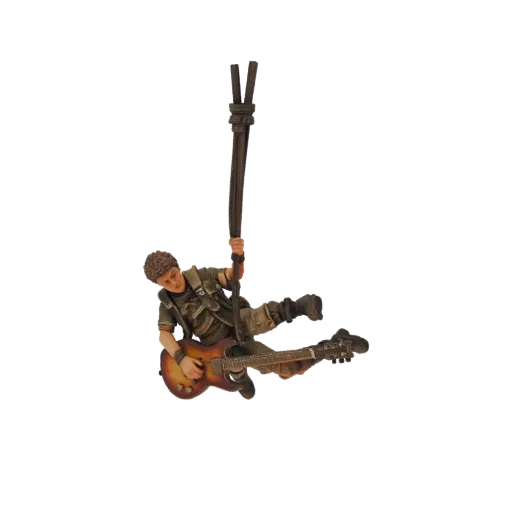 3D model of Mad Max style guitarist hanging on cable with guitar