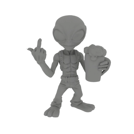 Alien with Beer and Middle Finger Figurine