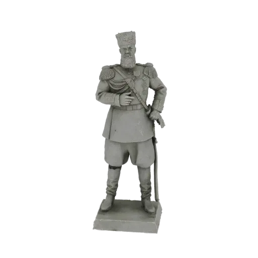 3D model of a Victorian General in uniform, standing on a base, detailed with medals and a sword.