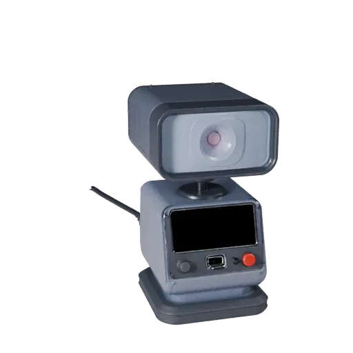 Rgb Webcam 3D model, three-quarter front view, AR viewer studio render, showing plastic shells, desktop scale.