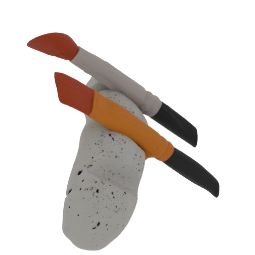 Clay Paint Brushes on Rock