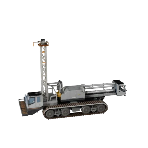Tower Crane Product Viz 3D model, three-quarter studio product render, showing painted steel, form detail.