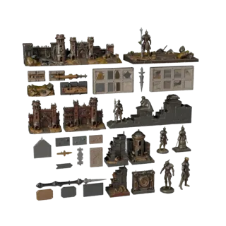 Dungeon Battle Vignette modular kit 3D model preview showing layered parts, top-down kitbash view