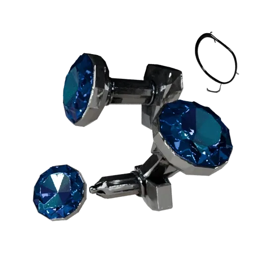 Gem Set Cufflink game ready 3D model, front view studio render, highlighting cufflink seams, edges, and finish layers.