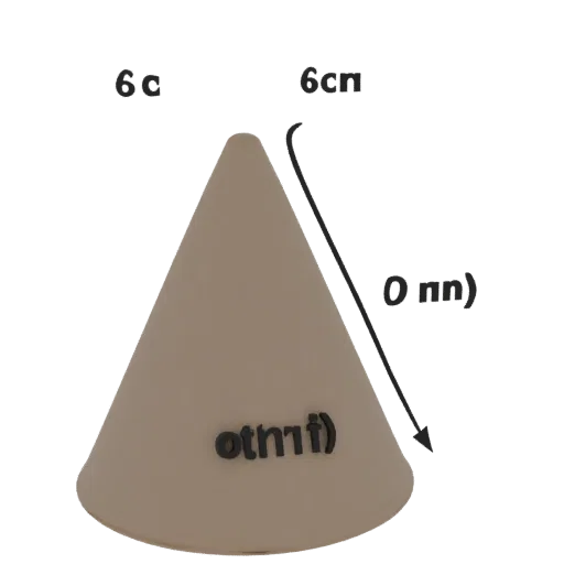 3D model of a hollow cone with 6 cm diameter, showing dimensions