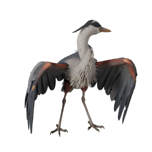 Modelo 3D de Garza Realista - Recurso PBR Rigged para Juegos | Libre de Regalías