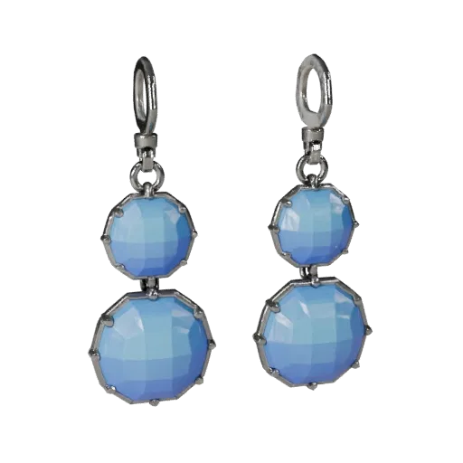 Stud Style Earrings game ready 3D model, front view studio render, highlighting earring seams, edges, and finish layers.