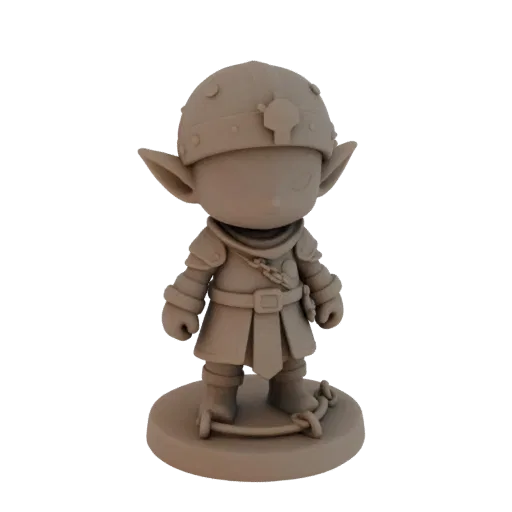 Figurine STL Moine Elfe Médiéval, rendu trois-quarts sur table, miniature de jeu de table imprimable en résine avec pose debo