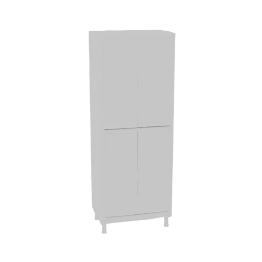 A 3D render of a tall, light gray cabinet with four doors and four legs, presented on a white background.