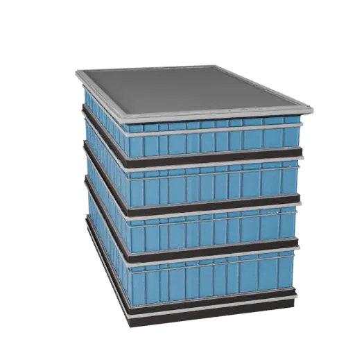 Stilisierte Vorhangfassade 3D-Modell, isometrische stilisierte Spielumgebungsansicht, die Fassadenmaterialien und architekton