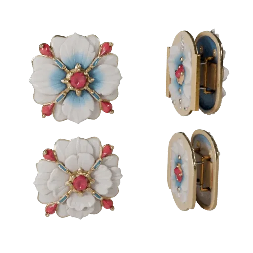 Floral Cameo Brooch game ready 3D model, close-up hero shot, with calibrated brooch silhouette and material reads.
