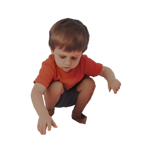 Young Boy Crouching