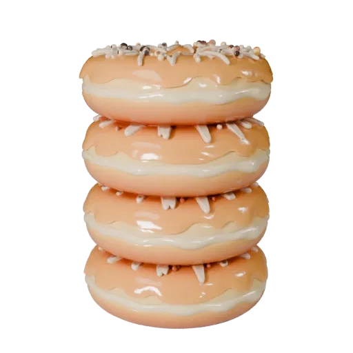 Bakery Donut Stack 3D model, three-quarter front view, AR viewer studio render, showing cream, sweet food silhouette.