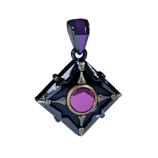 Ornate Charm game ready 3D model, front view studio render, highlighting pendant seams, edges, and finish layers.