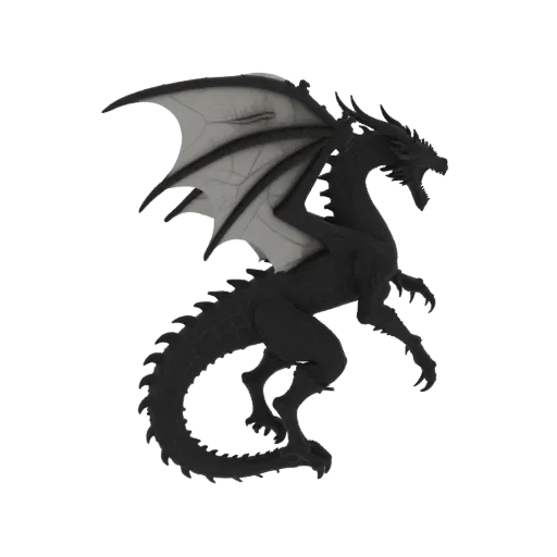 Dark Fantasy Dragon Boss Miniature STL, three-quarter tabletop render, resin-printable boss miniature with roaring pose; wings, horns, breath vents, claws