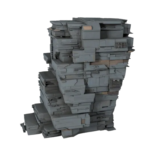 Modular Cliff Wall Stylized 3D model, stylized isometric environment render, showing stratified stone, rock faces.