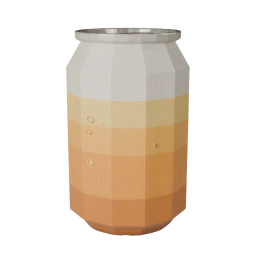 Cafe Soda Can Low Poly 3D model, game viewport three-quarter view, showing glass, container shape.