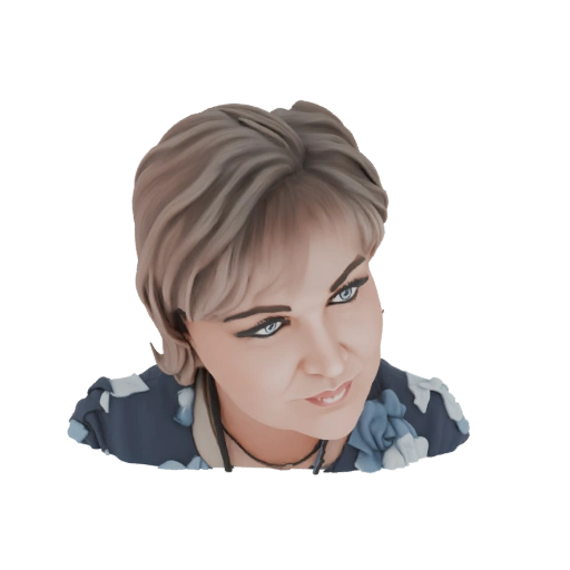 Stylized Woman with Blue Floral Shirt 3D Model