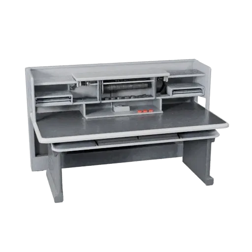 Corporate Desk Organizer High Poly 3D model, close-up studio render, showing plastic, desk-scale silhouettes.