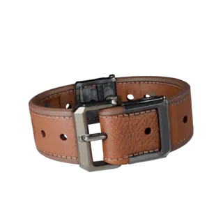 Formal Watch Strap Low Poly 3D model, game viewport three-quarter view, showing leather, flexible strip form.