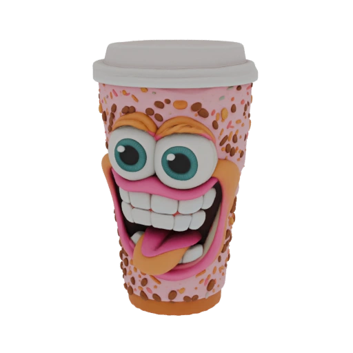 Goofy Strawberry Sprinkles Coffee Cup 3D Model