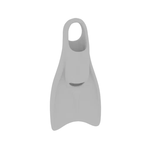 Un modèle 3D d'une seule palme gris clair avec un design profilé et une boucle de talon, présenté sur un fond blanc.