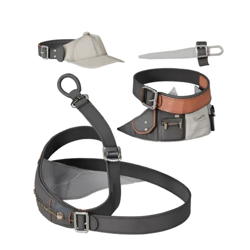 Formal Bag Strap Stylized 3D model, stylized isometric render, showing leather, flexible strip form.