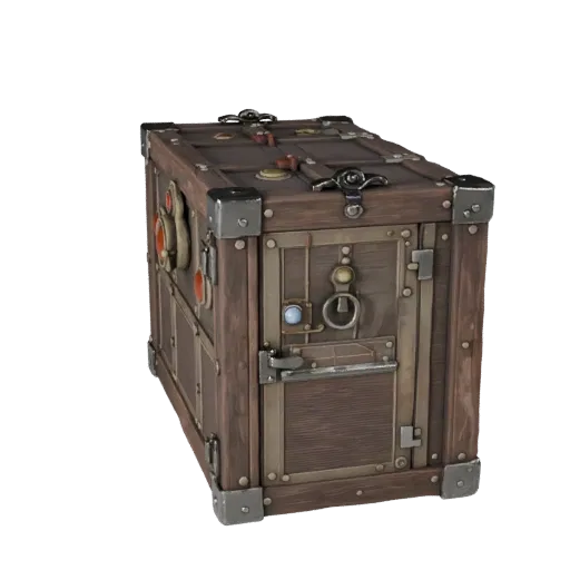 Dungeon Switch Box Modular 3D model, isometric modular kit view, showing metal hinges, clear interaction affordances.