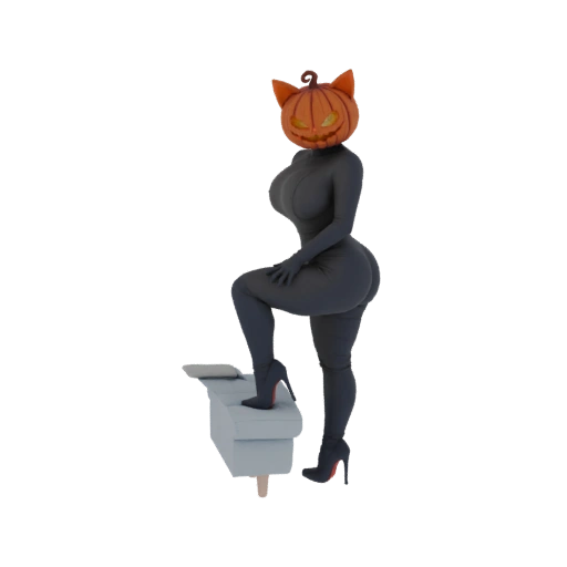 Halloween Pumpkin Cat Woman 3D Model