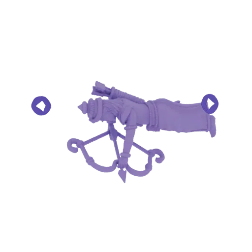 3D model of a fantasy archer in a dynamic pose, holding a drawn bow with an arrow nocked, detailed attire and equipment.