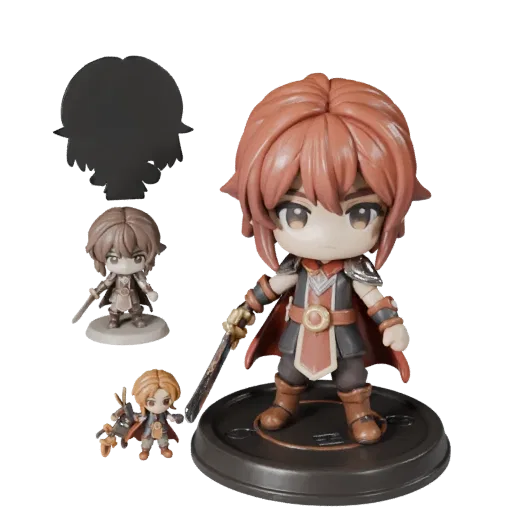 Chibi Figurine collectible 3D model preview showing pose, studio close-up view, toy proportion and material detail