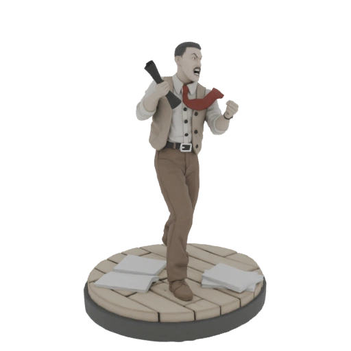 Angry Reporter with Newspaper 3D Model