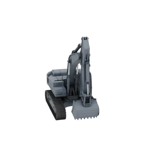Construction Excavator Printable 3D model, isometric STL render, showing painted steel, large mechanical silhouettes.