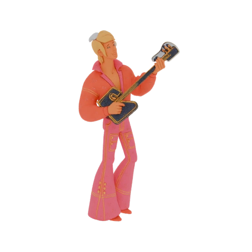 1970s Rock Star Guitarist 3D Model