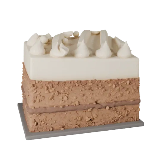 Celebration Layer Cake Product Viz 3D model, three-quarter studio product render, showing cream, sweet food silhouette.